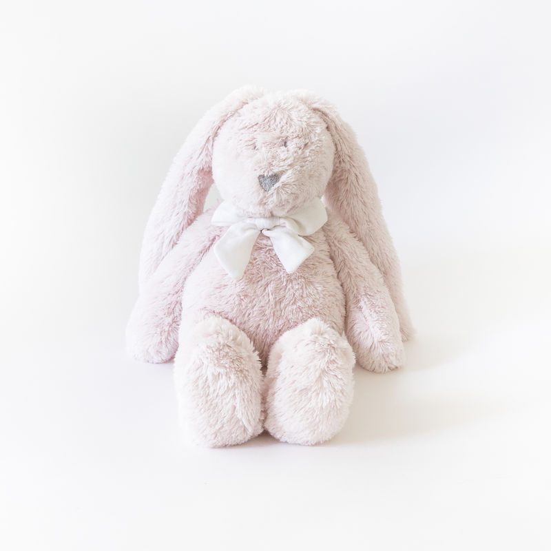  flore lapin peluche rose pâle noeud blanc 25 cm 